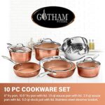 Gotham Steel Hammered Collection Pots and Pans 10 Piece Premium Ceramic Cookware Set – with Triple Coated Ultra Nonstick Surface for Even Heating, Oven, Stovetop & Dishwasher Safe