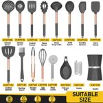 Silicone Cooking Utensil Set, Umite Chef Kitchen Utensils with Copper Stainless Steel Handle, 26 Pcs Kitchen Spatula Set, Non-stick Heat Resistant Silicone, Best Kitchen Gadget Tools Set – Grey