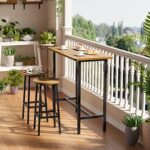 Qsun Dining Table Set for 2, Kitchen Table and Chairs Set of 2, Rustic Style Counter Height Table Set for Kitchen, Dining Room, Breakfast Nook and Home Bar (Rustic Brown)