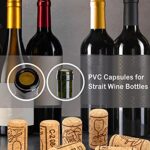 Guudoo 200 PCS Wine Bottle Corks and Seals, 100 Count Natural Wine Corks and 3 Colors (Red, Black, Gold) 100 Count PVC Heat Shrink Capsules for Wine Bottles, Size 8 Straight Cork Stopper