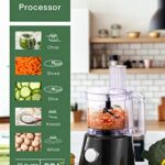 FOHERE Food Processor 8 Cup Food Chopper With Five Stainless Steel & BPA Free Accessories – Chopping, Slicing, Shredding and Whisking, 2 Speeds and Pulse Function, Black