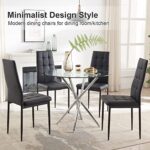 WISOICE Dining Chairs Set of 4, Chairs for Dining Room PU Cushion Chairs with Metal Legs, Black Leather Dining Chairs Side Chairs Kitchen Chairs for Dining Room/Kitchen