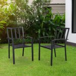 AICTIMO Set of 2 Patio Dining Chairs, 330Lbs Stackable Wrought Outdoor Metal Dining Chairs with Armrest for Outdoor Kitchen Garden, Backyard