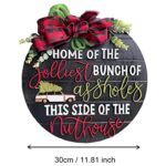 Christmas Vacation Holiday Decor, 12inch Christmas Welcome Door Sign, 3D Text Wooden Wreath For Farmhouse Porch Xmas Party Decor (A)