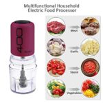 Food Processor Blender Electric Vegetable Chopper Multifunctional Meat Chopper Veggie and Fruit Mincer Mixer with 4 Stainless Steel Blades, 400-Watt, 2 Cup Capacity(Purple)
