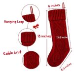 CICEYET Christmas Stockings Lager 18inch Cable Knitted Xmas Stockings Red White Green Fireplace Hanging Stockings for Family Holiday Decor Decoration (1pcs-Burgundy)