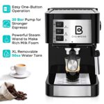 20 Bar Espresso Machine, Professional Espresso Coffee Maker with Milk Frother Steam Wand, Compact Cappuccino Machine and Espresso Maker with 50 oz Water Tank for Cappuccino, Latte, Gift for Dad Mom