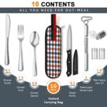 Portable Travel Utensils Set, Travel Camping Cutlery Set, Reusable Stainless Steel Flatware Set with Case for Office School Picnic (Silver)
