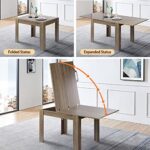 Save Space Dining Tables, Expandable French Oak Kitchen Table for 2-10 People Family, Large Gathering Table