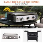 Sophia & William Flat Top Gas Griddle Grill with lid 3-Burner 33,000 BTU Propane BBQ Grill Outdoor Cooking Station, Can be Converted into Table Top Griddle for Camping