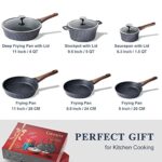 YIIFEEO Induction Pots and Pans Set – Non-stick Granite Kitchen Cookware Sets Nonstick Kitchenware Pans for Cooking Pot and Pan Set Frying Pan Set and Saucepan Stone Kitchen Set Cookware Set Gift Grey