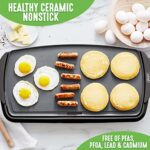 GreenLife Healthy Ceramic Nonstick, Extra Large 20″ Electric Griddle for Pancakes Eggs Burgers and More, Stay Cool Handles, Removable Drip Tray, Adjustable Temperature Control, PFAS-Free, Black