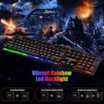 FLAGPOWER RGB Gaming Keyboard and Breathing Mouse Combo, Adjutable Breathing Backlit Mechanical Feeling Keyboard with 4 Colors 4800DPI Backlight Mouse for PC Laptop Computer Game and Work