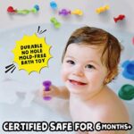 BUNMO Textured Suction Bath Toys 10pcs | Connect, Build, Create | No Mold Bath Toy | Hours of Fun & Creativity | Stimulating & Addictive Sensory Suction Toy