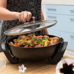 Nonstick Extra Deep Electric Skillet – With Lid With Steam Vent (12 Inch)
