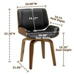 Zouron 360° Swivel Dining Chairs, Mid Century Modern Retro Faux Leather Chair with Walnut Bentwood Legs, Kitchen Dining Room Chairs with Upholstered Seat, (Set of 4, Black)