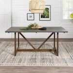Walker Edison Modern Farmhouse Small Kitchen Furniture Dining Room Table Wood, 72 Inch, Grey and Brown