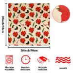 Christmas Cloth Napkins 20 X 20 Inch Xmas Holiday Poinsettia Holly Fabric Washable Napkins Winter Kitchen Dining Dinner Tabletop Decoration,Set of 6