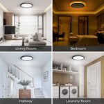 Matane Flush Mount Ceiling Light with Night Light, 12 Inch Dimmable LED Lighting Fixture 3000K/4000K/5000K Selectable, 24W Round Black Ceiling Lights for Bedroom, Dining Room, Kitchen
