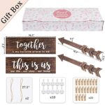 AerWo 4pcs Farmhouse Rustic Wall Decor Signs, This is Us Wooden Wall Art Sign, Together Hanging Wooden Sign and 2pcs Wood Arrow Signs for Housewarming Gift Home Decor Living Room Bedroom Wall Decor