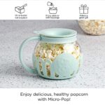 Ecolution Patented Micro-Pop Microwave Popcorn Popper with Temperature Safe Glass, 3-in-1 Lid Measures Kernels and Melts Butter, Made Without BPA, Dishwasher Safe, 1.5-Quart, Aqua