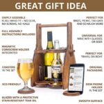 Wood Wine Bottle Glasses Caddy – Beer Carrier – Drinking Desk Accessories – Craft 4 Pack Bottle Case – Men’s Wine Organizer – Glass Tray Holder – Wine Storage Stand – Drink Holder for Beer, for Wine