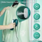 DEMEYATH Steamer for Clothes Steamer Portable Steam Iron,Handheld 2 in 1 Fabric Wrinkle Remover and Clothing Iron,30S Quick Heat Ceramic Panel,for Home Dorm Travel(Green)
