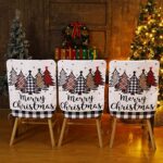 6 Pcs Christmas Chair Covers Christmas Chair Back Covers Buffalo Plaid Dining Room Chair Covers Dining Chair Slipcovers for Christmas Dining Room Kitchen Wedding Hotel Holiday Party Decor
