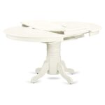 Dining Room Table Round Tabletop and 60 x 42 x 30-Linen White Finish