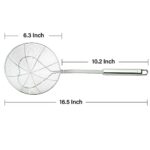 Kitchen Strainer Skimmer, 6.3 Inches Stainless Steel Pasta Strainer with Long Handle, Kitchen Utensil Food Strainer Spoon with Metal Mesh for Cooking Frying, Eisinly