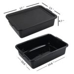 Tyminin Pack of 3 Food Service Bus/Utility Tote Box with Lid, Plastic Restaurant Dish Tub, 13 L, Black