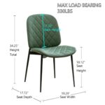 YOUUGIOR Dining Chairs Set of 2 Mid Century Modern,Green Faux Leather Desk Chairs,Diamond Grid Pattern Side Chair,Kitchen Dining Room Chairs with with Metal Legs Upholstered Seat