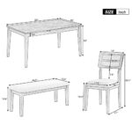 Merax Classic and Traditional 6-Piece Wooden Dining Table Set with 4 Upholstered Chairs & Bench, White