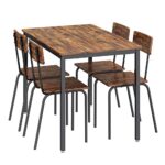 KIVENJAJA Dining Table Set for 4, 5-Piece Industrial Metal Wood Rectangle Kitchen Table and 4 Chairs for Dining Room Kitchen Dinette Breakfast Nook Small Space, Rustic Brown