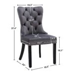 KCC Velvet Dining Chairs Set of 2, Upholstered High-end Tufted Dining Room Chair with Nailhead Back Ring Pull Trim Solid Wood Legs, Contemporary Nikki Collection Modern Style for Kitchen, Grey