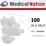 MEDICAL NATION 100 Pack Disposable Beard Nets for Men – Full Coverage Beard Covers, Breathable Beard Guards Food Service, Cooking, Cleaning, Construction & More | 100 Pack, White 18″ Beard Net