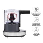 Chefman Electric 4-Cup Food Chopper Blender with Revolutionary Vertical Motion Auto-Chopping for Perfectly Even Mixing Results, Dishwasher-Safe Stainless Steel Dual Blades, BPA-Free Bowl & Lid, Grey
