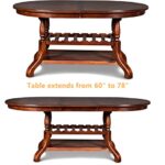 Liveasy Furniture Dining Room Set with Oval Extendable Dining Table and Chairs in Espresso (Dining for 6)
