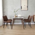 Ironalita Dining Chairs, Modern Chairs Set of 4 Brown Chairs, Faux Leather Chairs with Metal Leg, Comfortable Kitchen Chairs for Dining Room Living Room Kitchen Bedroom Cafe Bistro Restaurant