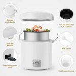 Rice Cooker Small 1-1.5 Cups Uncooked(3 Cups Cooked), Mini Rice Cooker with Removable Nonstick Pot, One Touch&Keep Warm Function, Travel Rice Cooker for Soup Grain Oatmeal Veggie, White