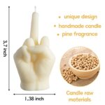 6sisc Middle Finger Scented Candle Danish Pastel Room Decor Aesthetic Pine Fragrance Soy Wax Aromatherapy Hand Gesture Candles Desk Statues Sculpture Decorations Gift for House Bedroom Supplies Milky