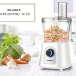 Courant 12-Cup Food Processor Powerful 800-Watts, Perfect to Blend, Chop, Grate, Slice and Shred Veggies/fruits/nuts/etc. Stainless Steel & 3 Blades w/ Kugel Disc, Food Chopper – White