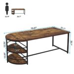 Tribesigns Dining Table for 4 with Storage Shelf, 3-Tiers Wood Kitchen Table 70.9” Long Dinner Table with Metal Frame for Dining Room, Brown & Black