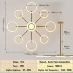 OUQI Modern Ceiling Light Stepless Dimming LED Ceiling Light Fixture with Remote 61.2in Chandelier 120W/10800LM 2800-7000K LED Ceiling Lamp for Living Room Bedroom Dining Room Kitchen Children’s Room