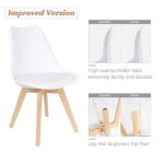 Furmax Mid Century Modern DSW Dining Chair Upholstered Side Chair with Beech Wood Legs and Soft Padded Shell Tulip Chair for Dining Room Living Room Bedroom Kitchen Set of 4 (White)