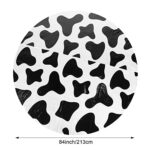6 Pieces Cow Print Tablecloth Round Tablecloth, 84 Inch Plastic Washable Table Cloth Disposable Stain Resistant Table Cover for Picnic Camping Western Party Xmas Kitchen Dining Table Decorations