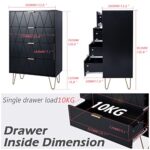 UEV New 4 Drawer Dresser,Chest of Drawers,Wooden Dresser with 4 Metal Legs,Tall Dresser with Anti-Tipping Device,Dresser Set for Bedroom,Living Room,Closet(Black)