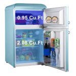 Galanz GLR31TBEER Retro Compact Refrigerator, Mini Fridge with Dual Doors, Adjustable Mechanical Thermostat with True Freezer, 3.1 Cu FT, Blue
