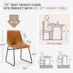 LUE BONA Indoor/Outdoor Kitchen Island Dining Chair, Upholstered Faux Leather Dining Chairs with Metal Legs, 18″ Mid Century Dining Chair Set of 4 for Dining Room, Whiskey Brown