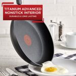 T-fal Titanium Advanced Nonstick Cookware Set, 12 Piece, Thermo-Spot Heat Indicator, Includes Frying Pans, Saucepans, Saute Pan, Dutch Oven with Lid and Utensils, Dishwasher Safe, Black